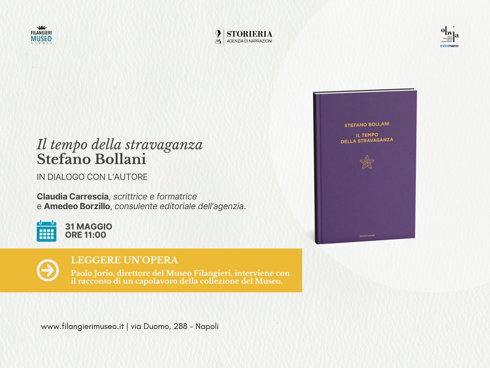 Locandina Stefano Bollani — Il tempo della stravaganza, Museo Filangieri 31 maggio 2026